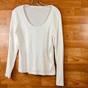 St. John’s Bay Size Medium Scoop Neck Long sleeve Top w/Rhinestones